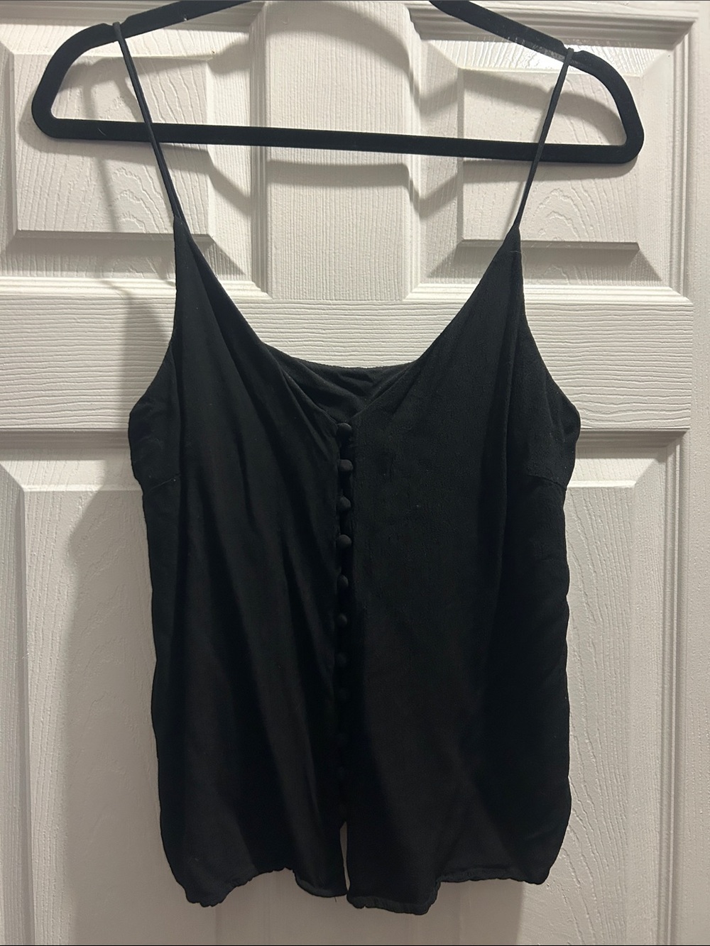 H&M Black Spaghetti-Strap Button-Front Cami Top